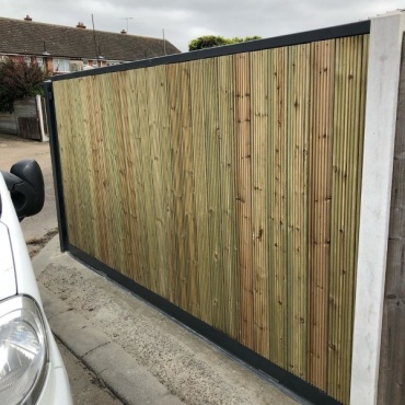 Откатные ворота для частного дома отделка вагонкой 3000x2500
